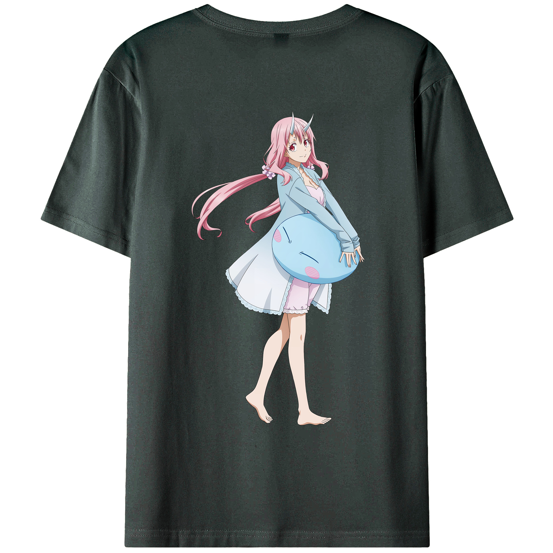 （画像用） 転スラ Regarding Reincarnated to Slime 綿100％ メンズ半袖Tシャツ（バックプリント） 通気性
